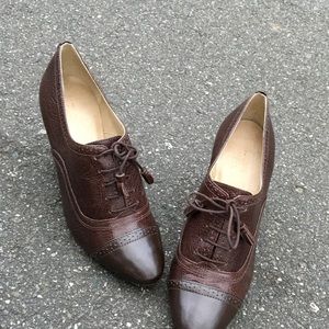 Talbots oxfords leather/woodgrain Stiletto heels